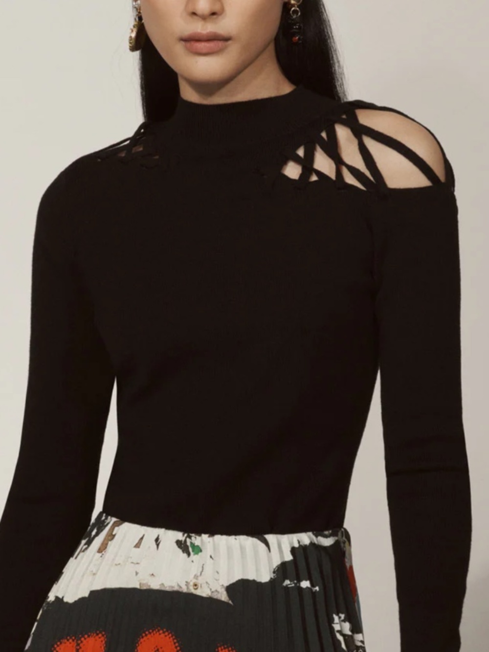 Monse Black Strappy Sweater Top Size Medium EUC